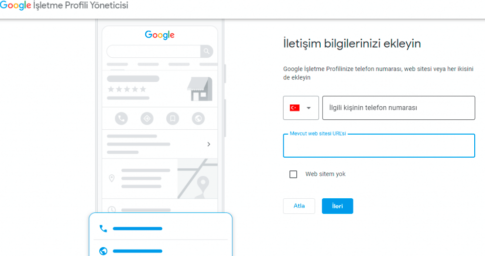 google benim hesabim iletisim