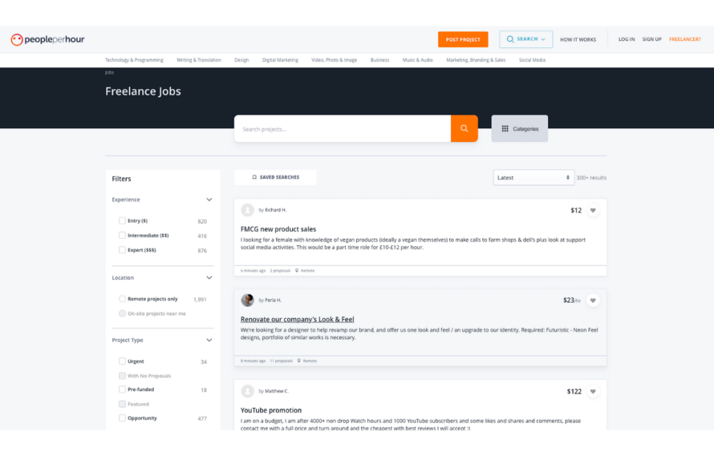 peopleperhour freelance iş ilanları