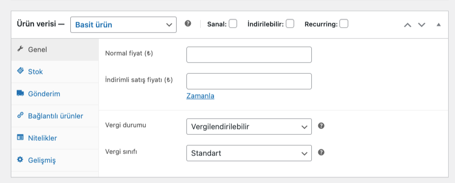 woocommerce ürün verisi