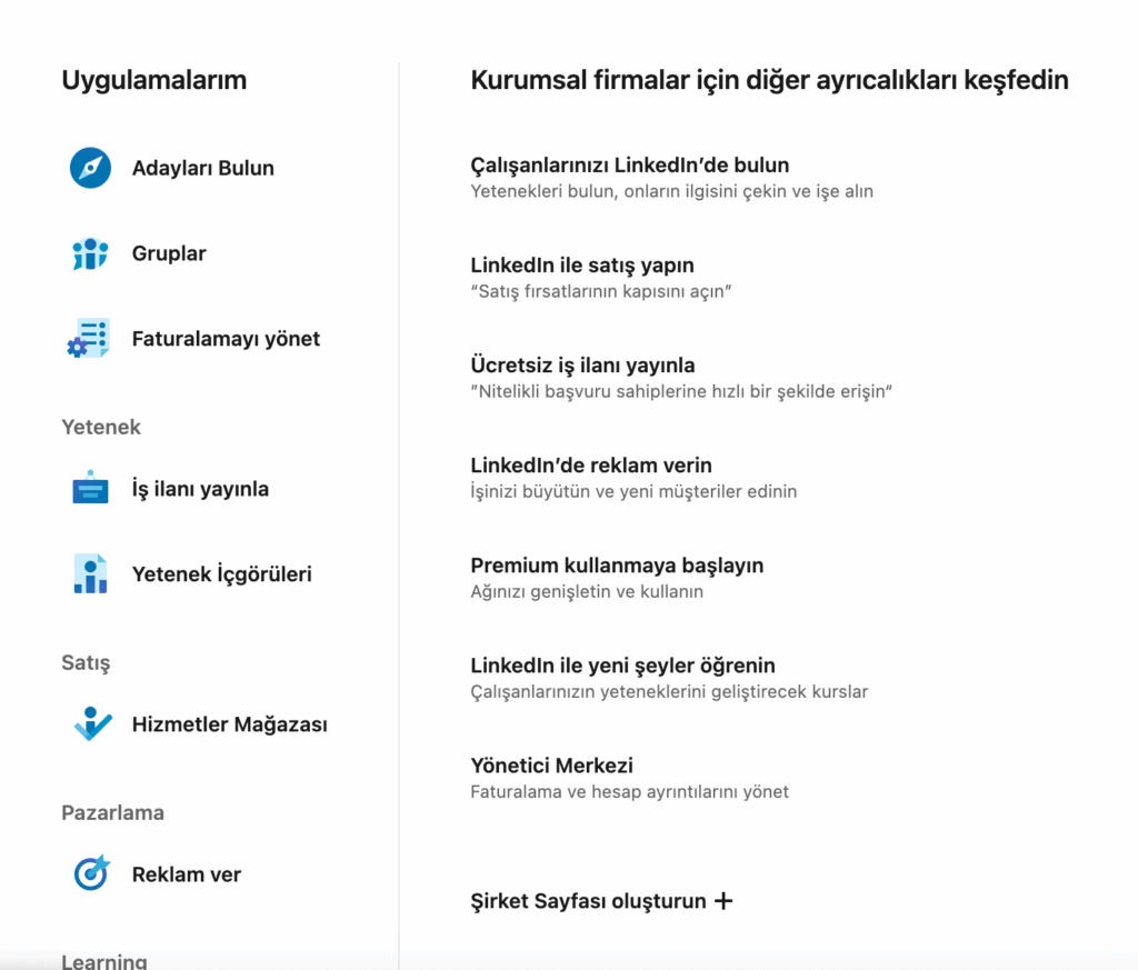 linkedin şirket hesabı oluşturma