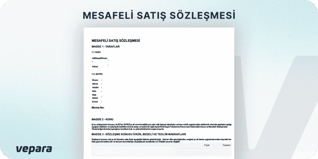 mesafeli satış sözleşmesi