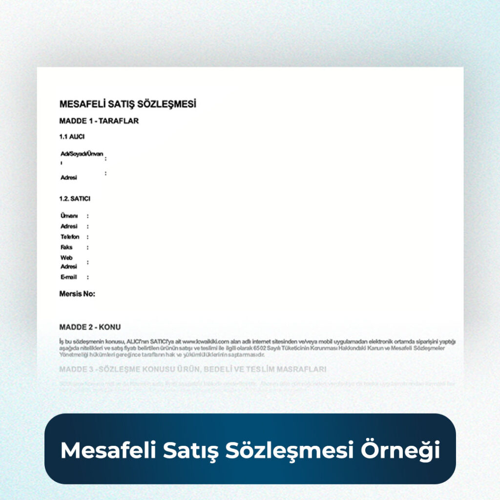 mesafeli satış sözleşmesi örnek