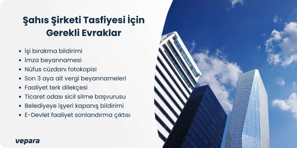 şahıs şirketi tasfiyesi için gerekli evraklar
